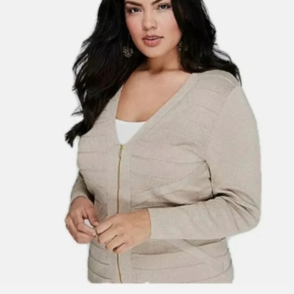 Lane Bryant Sweaters - Lane Bryant Metallic Zip Cardigan